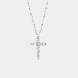 Tiffany & Co. Platinum 0.55 ct Diamond Cross Pendant Necklace