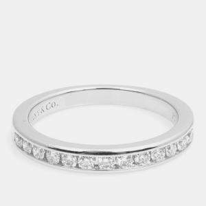 Tiffany & Co. Platinum Diamond Channel Ring K 6.5 EU 46/47
