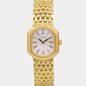 Tiffany & Co. White 18k Yellow Gold Mark Coupe Quartz Women's Wristwatch 21 mm