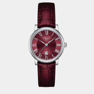 Pre Owned Tissot Burgundy Leather Watch 30 mm