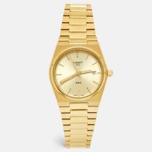 Pre Owned Tissot PRX T137.210.33.021.00 Champagne Dial Gold PVD Coated Stainless Steel Women's Wristwatch 35 mm