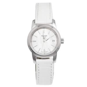 Pre Owned Tissot Mother Of Pearl Stainless Steel Leather Class Dream T033.210.16.111.00 Women's Wristwatch 28 mm