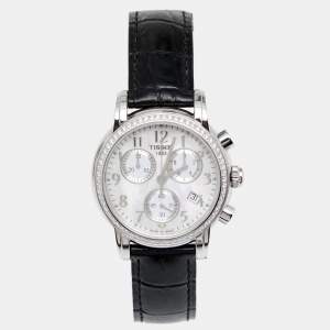 Tissot Mother Of Pearl Stainless Steel Leather Diamond Dressport T050.217.16.112.01 Women's Wristwatch 35 mm