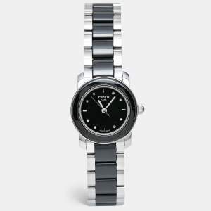 Tissot Black Ceramic Stainless Steel Diamond T-Trend T064.210.22.056.00 Women's Wristwatch 28 mm