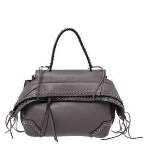 Tod's Grey Leather Monospalla Rings Top Handle Bag