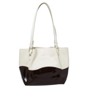 مملوكة مسبقًا Tod's Beige/Brown Leather and Patent Leather Shopper Tote