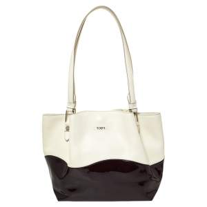 Pre Owned Tod's Cream/Brown Leather Flower Tote