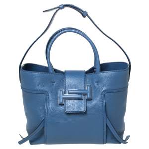 مملوكة مسبقًا Tod's Blue Leather Medium Double T Tote
