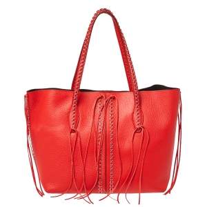 Tod's Red Leather ANJ Rings Shopper Tote