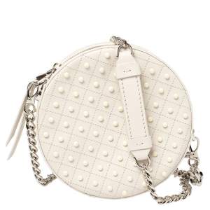 Tod's White Leather Round Gommini Crossbody Bag