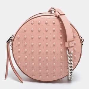 Tod's Pink Leather Round Gommini Crossbody Bag