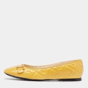 Pre Owned Tod's Yellow Leather Ballet Flats Size 38