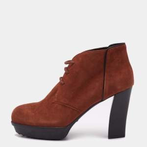 Tod's Brown Suede Lace Booties Size 37