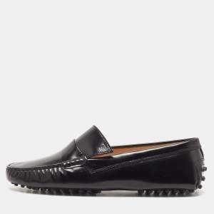Tod's Black Leather Penny Driving Loafers Size 38