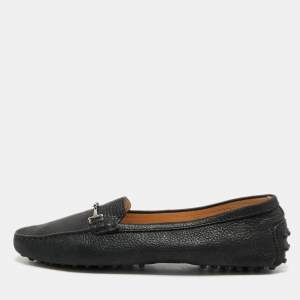 Tod's Black Nubuck Leather Double T Driver Loafers Size 39