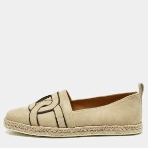 Tod's Beige Suede Kate Espadrille Flats Size 41