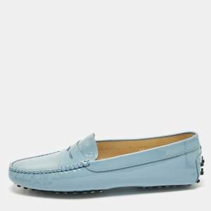 مملوكة مسبقًا Tod's Gommino Size 39 Blue Patent Leather Loafers