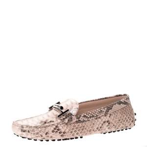 Pre Owned Tod's Two Tone Python Leather Double T Loafers Size 37.5