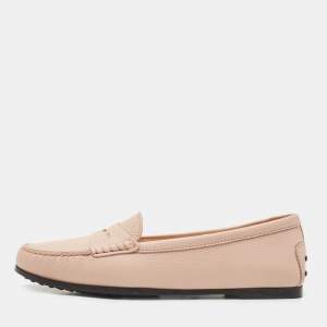 مملوكة مسبقًا Tod's Beige Leather Penny Slip On Loafers Size 40
