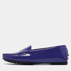 Tod's Violet Patent Leather Gommino Loafers Size 36