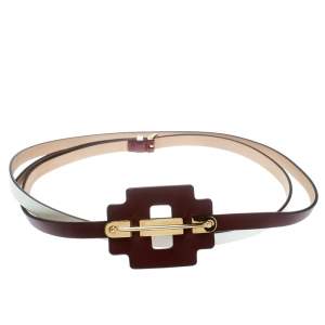 Tod's Burgundy/White Leather Wrap Around Belt 80 CM 