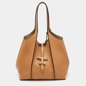Tod's Brown Leather T Timeless Shopper Tote