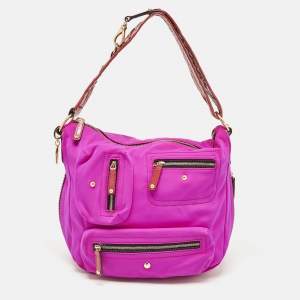 Tod's Purple/Old Rose Neoprene and Patent Leather Multiple Pocket Expandable Hobo