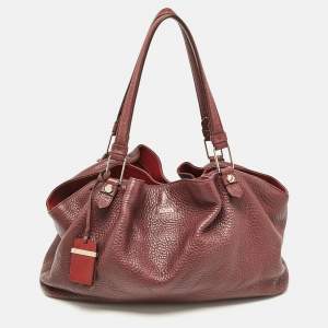 Tod's Burgundy Leather Flower Tote