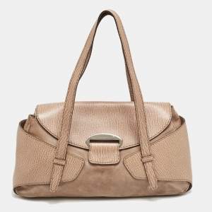 Tod's Beige Leather and Suede Shoulder Bag