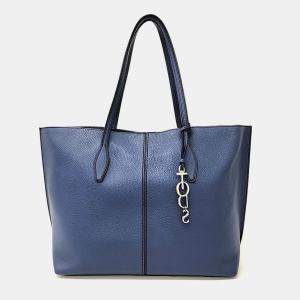 Tod's Blue Leather Tote Bag