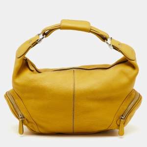 Pre Owned Tod's Yellow Leather Charlotte Hobo
