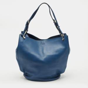 Pre Owned Tod's Blue Leather Horse Secchiello Tote