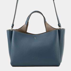 Pre Owned Tod Leather 2-Way Handbag Blue/Gray Leather Size Mini