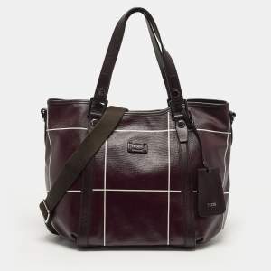 مملوكة مسبقًا Tod's G-Line Burgundy/White Coated Canvas and Leather Tote