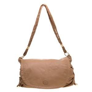 Tod's Camel Leather Softy Grande Goa Messenger Bag