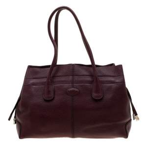 Tod's Burgundy Leather D Bag Media Tote