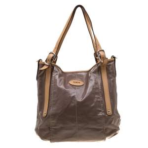 Tod’s Metallic Beige Coated Canvas G-Bag Easy Sacca Grande Tote