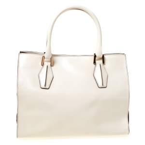 Pre Owned Tod's Light Beige/Burgundy Leather D-Cube Tote