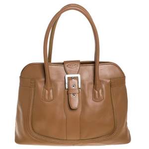 Tod's Tan Leather Buckle Satchel