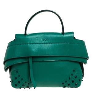 Tod’s Green Leather Wave Top Handle Bag