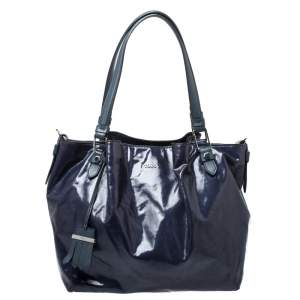Pre Owned Tod's Navy Blue Coated Canvas Tote