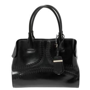 Pre Owned Tod's Black Patent Leather Medium Cape Shopper Tote