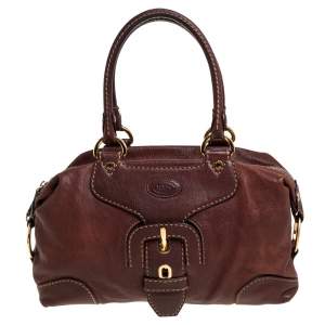 Pre Owned حقيبة تودز ساتشيل إبزيم جلد بني 