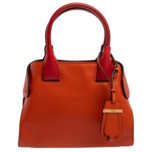 Pre Owned Tod's Orange/Red Leather Mini Cape Tote