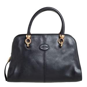 Tod's Black Nubuck and Leather Zip Satchel