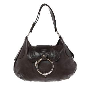 Tod's Dark Brown Leather Preggy Hobo