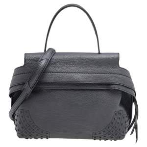 Tod's Grey Leather Wave Top Handle 
