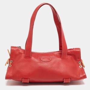 Tod's Red Leather Duffle Bag