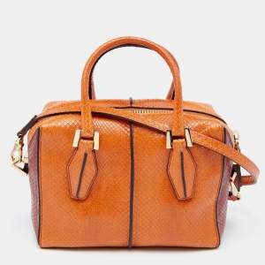 Tod's Orange/Brown Python D-Styling Satchel