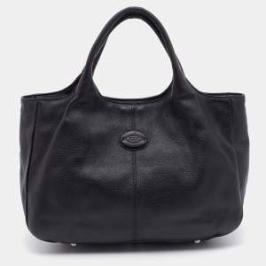 Tod's Black Leather Shopping Media Tote